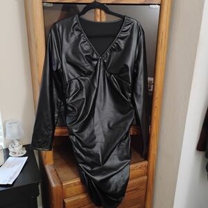 Black Faux Leather Dress